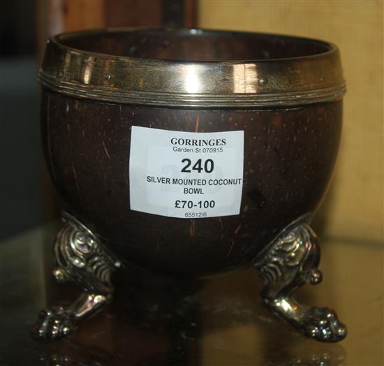 Silver mounted coconut  bowl